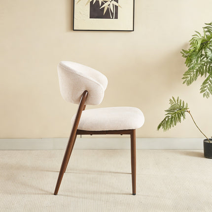 Eetkamerstoel Japandi beige Fabian walnoot