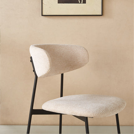 SET DEAL 6 stuks: Eetkamerstoel Japandi beige Hidde zwart