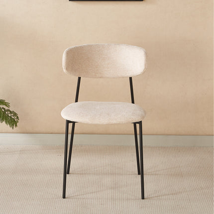 SET DEAL 6 stuks: Eetkamerstoel Japandi beige Hidde zwart