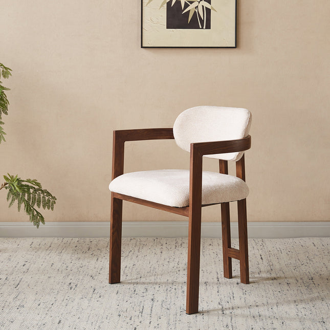 Eetkamerstoel Japandi beige Maureen walnoot