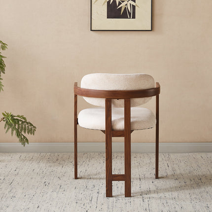 Eetkamerstoel Japandi beige Maureen walnoot