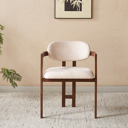 Eetkamerstoel Japandi beige Maureen walnoot