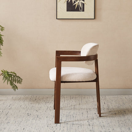 Eetkamerstoel Japandi beige Maureen walnoot
