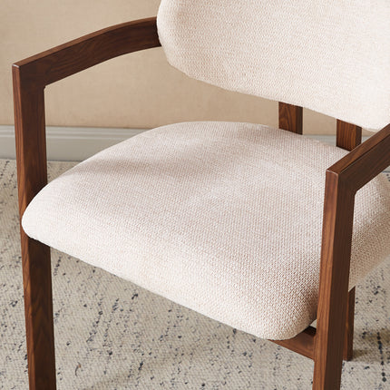 Eetkamerstoel Japandi beige Maureen walnoot