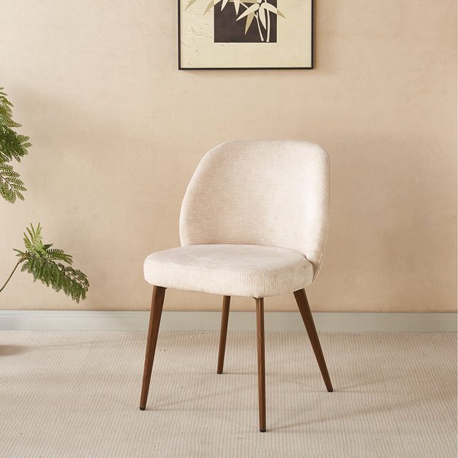 Eetkamerstoel Japandi beige Nathan walnoot