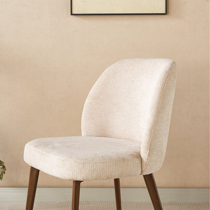 Eetkamerstoel Japandi beige Nathan walnoot