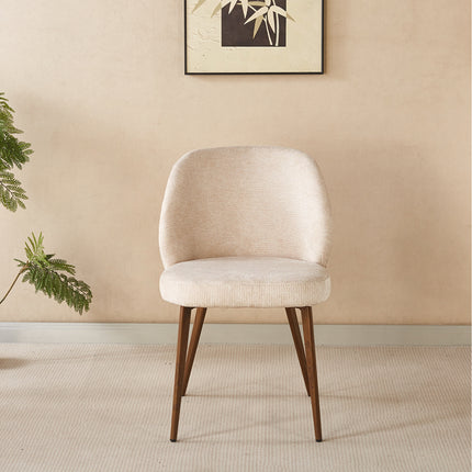 Eetkamerstoel Japandi beige Nathan walnoot