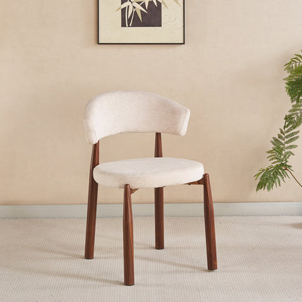 SET DEAL 4 stuks: Eetkamerstoel Japandi beige Ouma walnoot