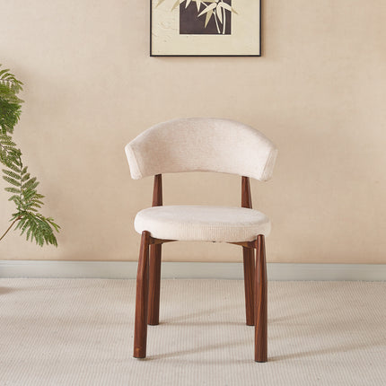 SET DEAL 4 stuks: Eetkamerstoel Japandi beige Ouma walnoot