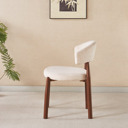 SET DEAL 4 stuks: Eetkamerstoel Japandi beige Ouma walnoot