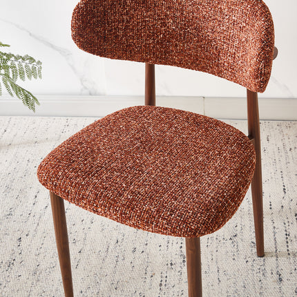 Eetkamerstoel Japandi rood Reika walnoot