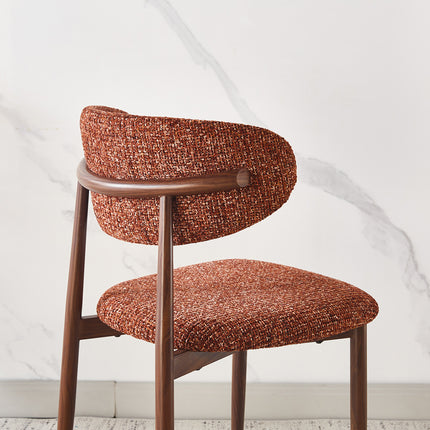 Eetkamerstoel Japandi rood Reika walnoot