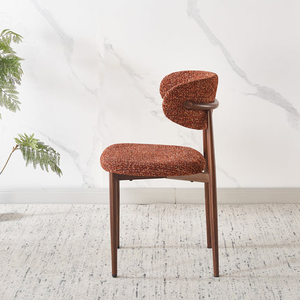 Eetkamerstoel Japandi rood Reika walnoot