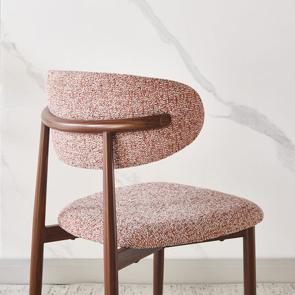 Eetkamerstoel Japandi roze Reika walnoot