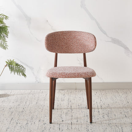 Eetkamerstoel Japandi roze Reika walnoot
