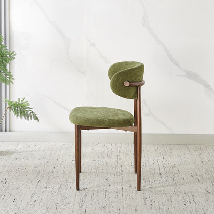 Eetkamerstoel Japandi groen Reika walnoot