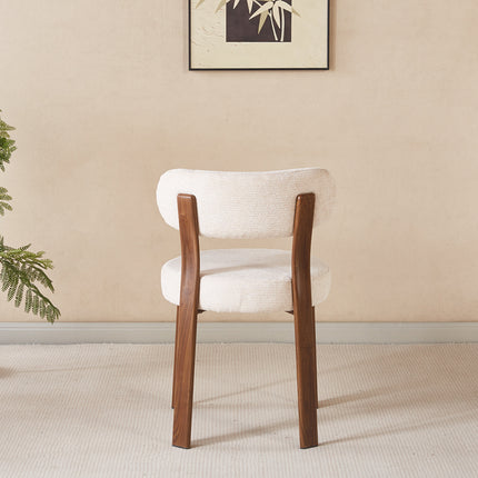 Eetkamerstoel Japandi beige Yaren walnoot