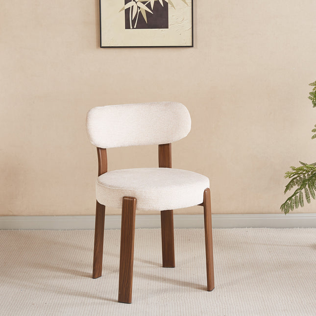 Eetkamerstoel Japandi beige Yaren walnoot