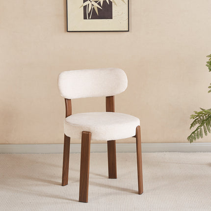 SET DEAL 4 stuks: Eetkamerstoel Japandi beige Yaren walnoot