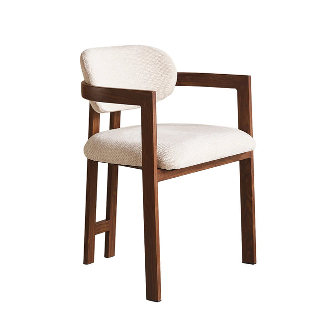SET DEAL 4 stuks: Eetkamerstoel Japandi beige Maureen walnoot