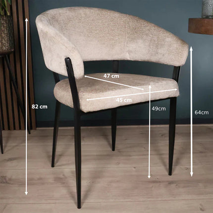 Eetkamerstoel Japandi beige chenille Ziva