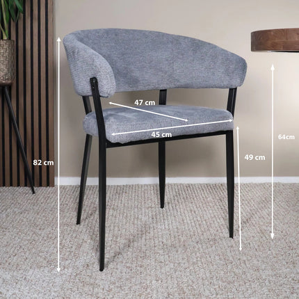 SET DEAL: 4 Eetkamerstoelen Japandi grijs chenille Ziva