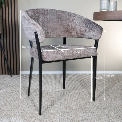 SET DEAL: 6 Eetkamerstoelen Japandi taupe chenille Ziva