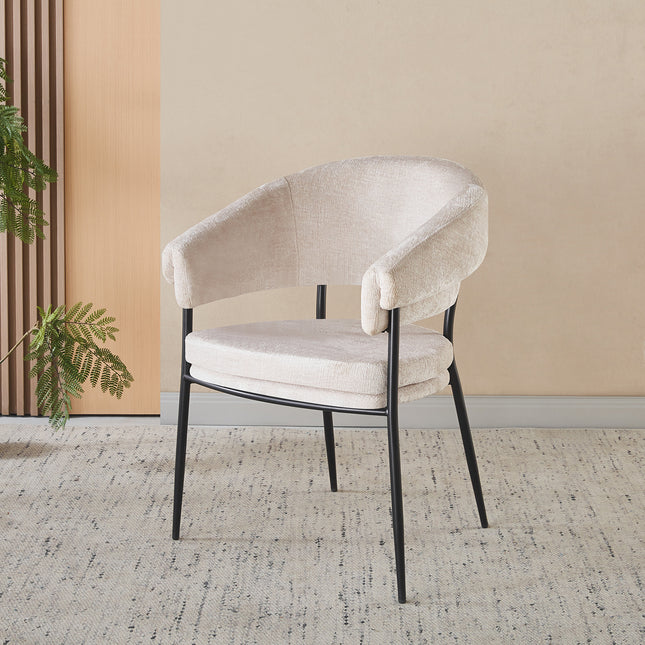 Eetkamerstoel Japandi Julian lichtgrijs stof