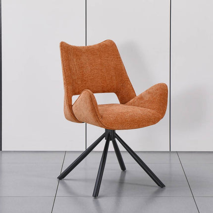 SET DEAL 6 stuks: Eetkamerstoel draaibaar cognac stof Kevin
