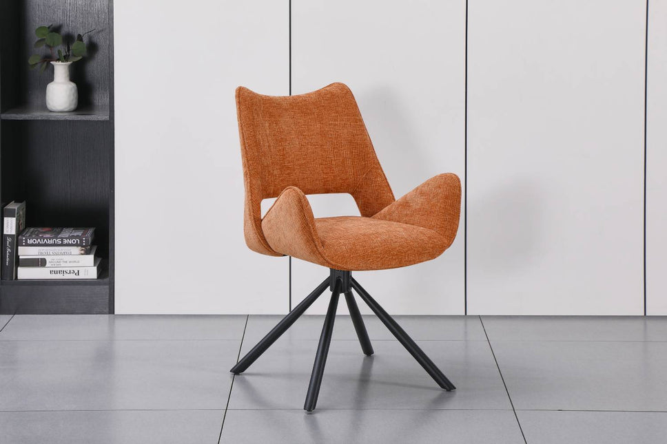 SET DEAL: 6 Eetkamerstoelen draaibaar cognac stof Kevin