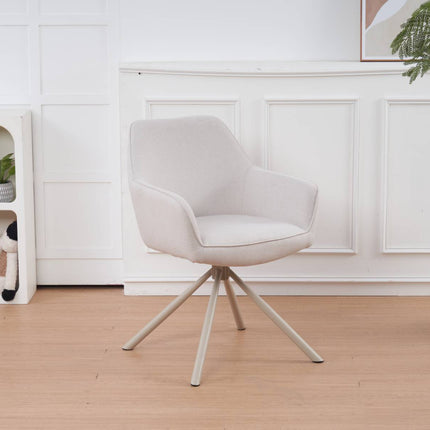 SET DEAL: 6 stuks Eetkamerstoel draaibaar beige stof Lies
