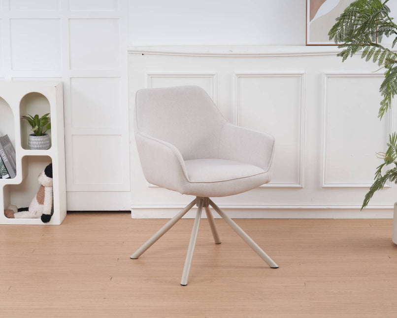 SET DEAL: 6 stuks Eetkamerstoel draaibaar beige stof Lies