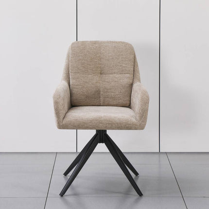 SET DEAL 4 stuks: Eetkamerstoel draaibaar taupe stof Lieve