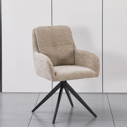SET DEAL 6 stuks: Eetkamerstoel draaibaar taupe stof Lieve