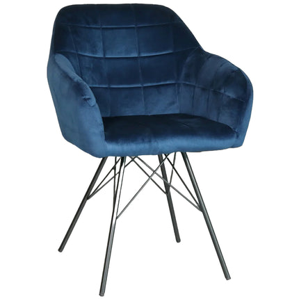 Eetkamerstoel blauw velvet Lola