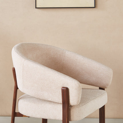 SET DEAL 6 stuks: Eetkamerstoel Japandi beige Louis walnoot