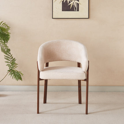 SET DEAL 6 stuks: Eetkamerstoel Japandi beige Louis walnoot