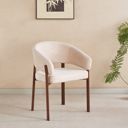 Eetkamerstoel Japandi beige Louis walnoot