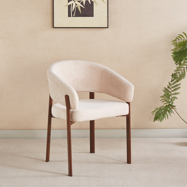 SET DEAL 4 stuks: Eetkamerstoel Japandi beige Louis walnoot