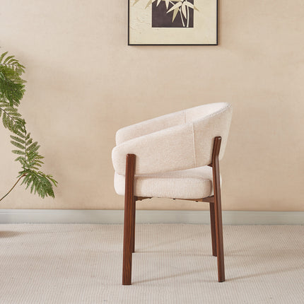 Eetkamerstoel Japandi beige Louis walnoot
