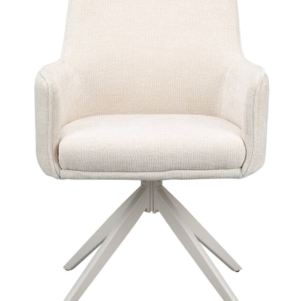 SET DEAL: 4 stuks Eetkamerstoel draaibaar beige chenille Lumi