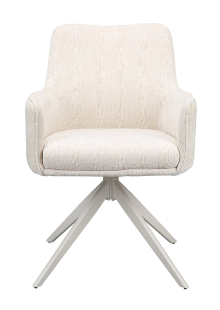 SET DEAL: 6 stuks Eetkamerstoel draaibaar beige chenille Lumi