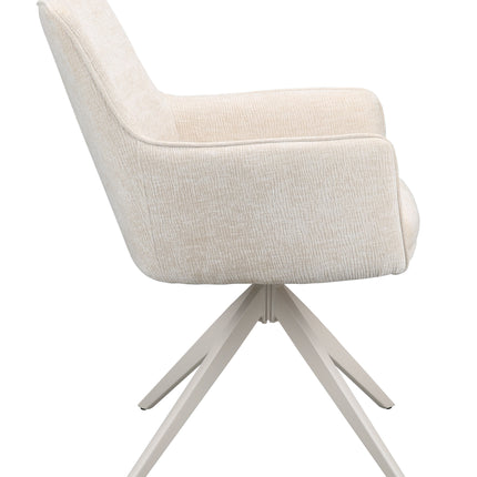 SET DEAL: 6 stuks Eetkamerstoel draaibaar beige chenille Lumi