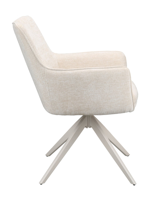 SET DEAL: 6 stuks Eetkamerstoel draaibaar beige chenille Lumi