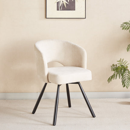SET DEAL 6 stuks: Eetkamerstoel draaibaar beige stof Manon