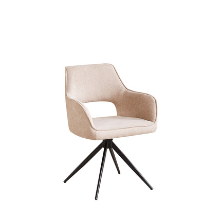 Eetkamerstoel draaibaar beige stof Mateo