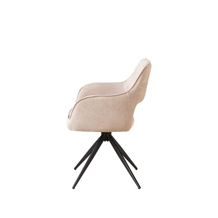 Eetkamerstoel draaibaar beige stof Mateo