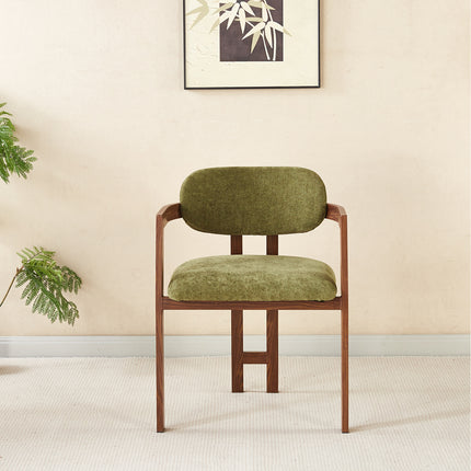 SET DEAL 4 stuks: Eetkamerstoel Japandi groen Maureen walnoot