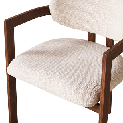 Eetkamerstoel Japandi beige Maureen walnoot