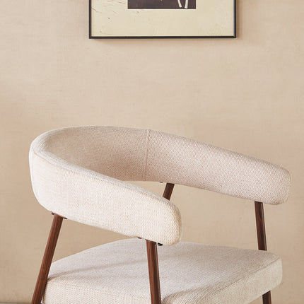 SET DEAL 6 stuks: Eetkamerstoel Japandi beige Mula walnoot